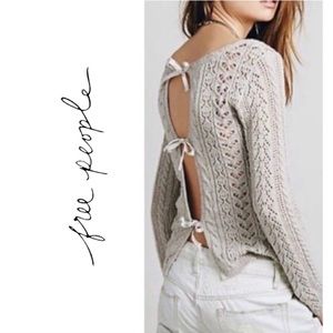 Grey Free People Open Knit Sweater